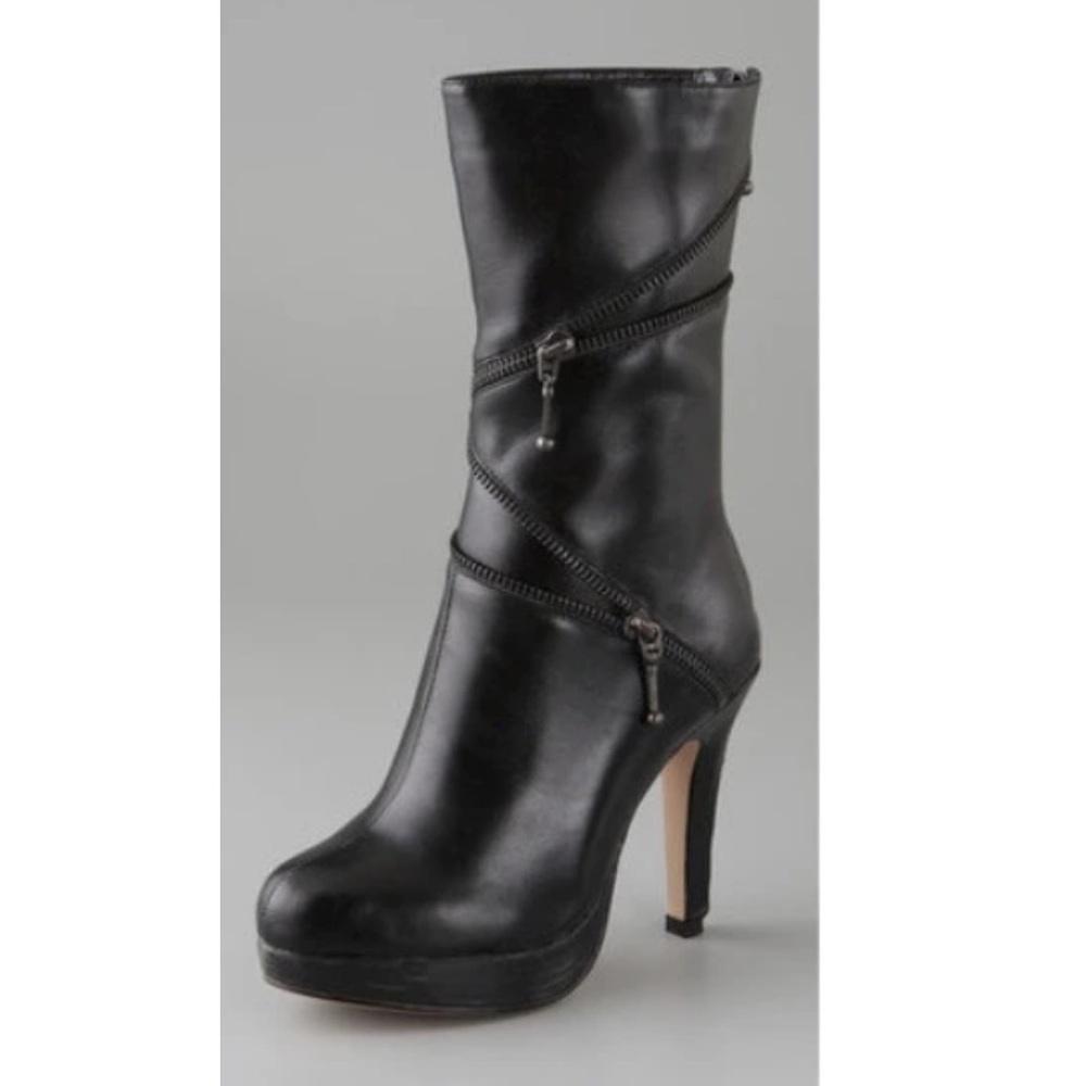 Charlotte Ronson Black Zipper Booties